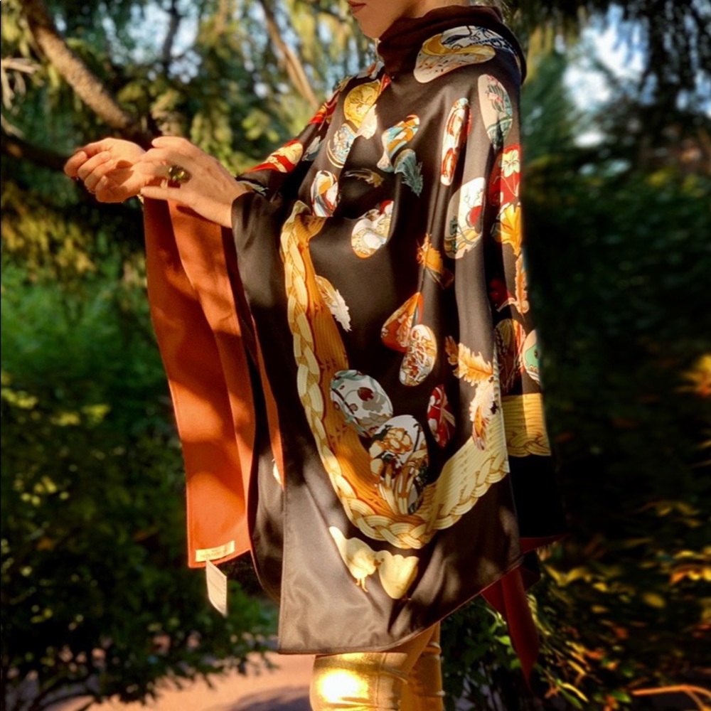 One Of A Kind Reversible Silk/Wool Lined Poncho